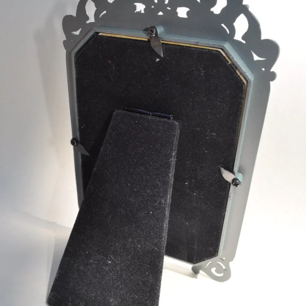 antique look easel back green ornate scrying oracle Divination black mirror (31)